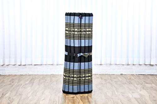 Leewadee - Foldable Floor Mattress - Japanese Roll Up Futon -Trifold Tatami Mat- Guest Floor Bed - Camping Mattress - Thai Massage Mat, Kapok Filled, 75 x 39 inches, Blue Leewadee