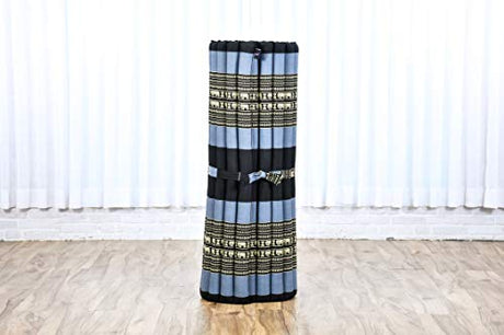 Leewadee - Foldable Floor Mattress - Japanese Roll Up Futon -Trifold Tatami Mat- Guest Floor Bed - Camping Mattress - Thai Massage Mat, Kapok Filled, 75 x 39 inches, Blue Leewadee