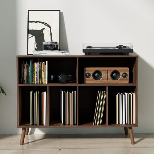 Cozy Castle Record Player Stand, Turntables Stand with Vinyl Record Storage Holds up to 350 Albums, Record Stand Table for Bedroom, Living Room, Office, Brown Cozy Castle