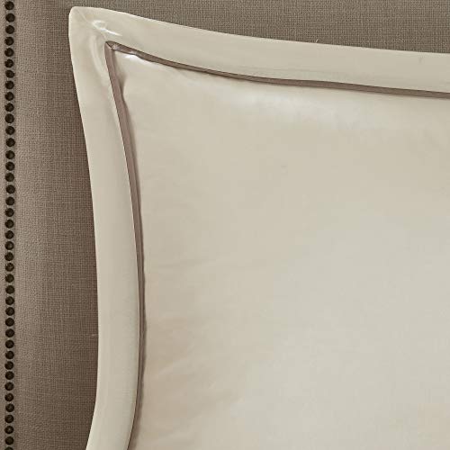 Madison Park Essentials Room in a Bag Faux Silk Comforter Set - Luxe Diamond Tufting All Season Bedding, Matching Curtains, Decorative Pillows, Ivory King(104"x92") 24 Piece Madison Park