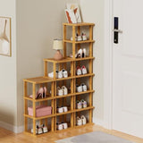 ZUJJAFY Vertical Shoe Rack for Entryway, Small Shoe Rack 7-Tier Tall Shelf for Narrow Spaces Free Standing Shoe Racks, Bamboo Shoe Rack Organizer for Closet Corner Bedroom and Garage ZUJJAFY