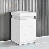 ADORNEVE Nightstand with Charging Station and LED Lights,Night Stand with Sliding Top for Bedroom,Bedside Table with Drawers,Modern End Side Table,White ADORNEVE