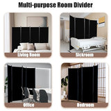 Room Dividers Folding Privacy Screens 4 Panel Partition Screen Steel Frame& Frabic Office Partition for Home Office Dorm Decor Black Grezone