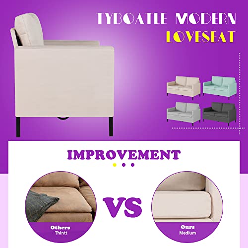TYBOATLE Fabric Modern Small Loveseat Sofa Couch for Living Room, 51 Inch Upholstered 2-Seater Love Seats w/Iron Legs for Compact Small Space, Apartment, Bedroom, Dorm, Office (Beige) TYBOATLE