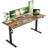 Agilestic Electric Standing Desk, Large 63 x 24 Inches Height Adjustable Desk, Sit Stand up Desk for Work Office Home, Splice Board, Rustic Brown Agilestic