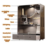 Wooden Cat House Large Space Cat Cage, Indoor/Outdoor Cat Enclosure with Wheels, Multi-Feature Enclosed Cat Condo with 2 Drawers for Indoor Cats Ventilation Glass Doors,57" X 36" X 24" HUATOL