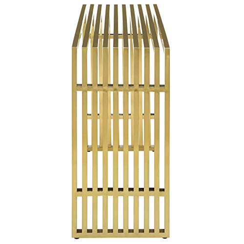 Modway Gridiron Contemporary Modern Gold Stainless Steel Console Table Modway