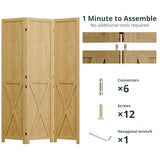 Cozy Castle Wood Room Divider, 3 Panel 66.9 Inch Privacy Screen, Folding Wall Divider, Barnwood Room Separator, Freestanding Partition, Temporary Wall for Decorative, Natural Cozy Castle
