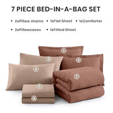 Monbix Queen Comforter Set - 7 Pieces Cationic Dyeing Terracotta Bed in a Bag Queen Bedding Sets with Comforter, Sheets, Pillowcases & Shams, Reversible Bedding Comforters Sets Monbix