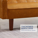 liuyouhom 74" Futon Sofa Bed, Mid Century Modern Futon Couch, Small Sofa Cama, Loveseat, Small Couches for Living Room, Office(Faux Leather, Brown)