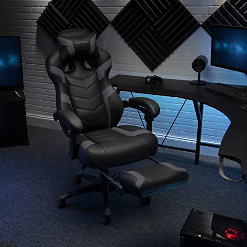 RESPAWN 110 Pro Gaming Chair - Gaming Chair with Footrest, Reclining Gaming Chair, Video Gaming Computer Desk Chair, Adjustable Desk Chair, Gaming Chairs For Adults With Headrest Pillow - Grey RESPAWN