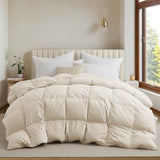 UNIKOME Goose Feather Down Fiber Comforter Queen Size, All Season Duvet Insert with Soft Downproof Cover, Cloud-Like Fluffiness Bed Comforters with Corner Tabs (Full/Queen, Cream, 88"X88") UNIKOME