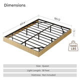 Tatub Natural Queen Floating Bed Frame with LED Lights, Modern Fluted Oak Platform Bed Frame Floating, Heavy Duty Metal Slats, No Box Spring Required Tatub