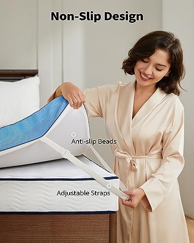 PERLECARE 3 Inch Firm Mattress Topper Full Size, Cooling Gel-Infused & Bamboo Charcoal Memory Foam Bed Topper for Pressure Relief, High-Density Mattress Pad with Removable Cover PERLECARE