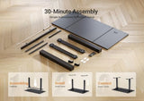 YDN Electric Standing Desk, Adjustable Height Stand up Desk, 48 x 24 Inches Sit Stand Home Office Desks, Black Frame/Black Top YDN