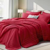 Velorose King Comforter Set Red - Bed in a Bag King Size 7 Pieces, Soft Bedding Set for All Seasons, Christmas Premium King Comforter Set with Comforter, Sheets, Pillowcases & Shams