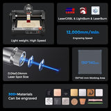 Longer Ray5 3.5W Mini Laser Engraver, DIY CNC,High-Speed Laser Cutter up to 12000 mm/min, Engraving and Cutting Machine for Wood, Metal, Acrylic, Leather, 130×130 mm Working Area, Connection Longer