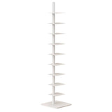 9-Tier Spine Bookshelf, Metal Bookcase, Vertical Spine Book Tower, Tall Narrow Ladder Book Shelf, Corner Shelf for Small Space, Multipurpose Storage Rack Display Book Shelf for Home Office(White) LYXYJRYBHD