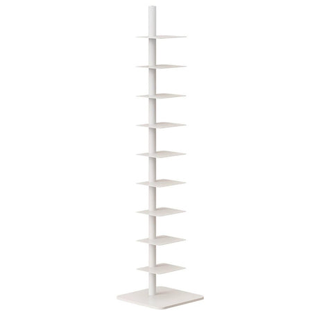 9-Tier Spine Bookshelf, Metal Bookcase, Vertical Spine Book Tower, Tall Narrow Ladder Book Shelf, Corner Shelf for Small Space, Multipurpose Storage Rack Display Book Shelf for Home Office(White) LYXYJRYBHD