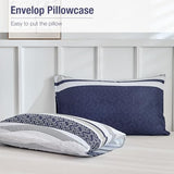 Lekesky Duvet Cover Full, 3 Pieces Blue Striped Duvet Cover Set Soft Bedding Aztec Comforter Cover Full Size with Hidden Zipper Corner Ties Lekesky