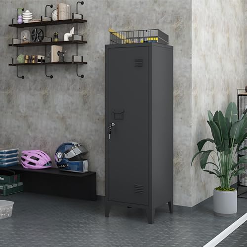 Epochsteele Metal Storage Cabinet with Lock & 2 Keys 50" Metal Locking Cabinet with Shelves for Home & Office, Freestanding Multi-Use Organizer for Garage Kitchen - Easy Assembly (Black) Epochsteele