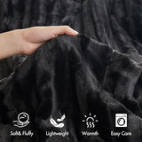 Madison Park Duke Luxe Faux Fur Reversible Comforter Set, Soft Plush Reverse, Modern Down Alternative Filling Cozy Bedding, Box Quilted Warm Cover, Matching Shams, Full/Queen, Black 3 Piece Madison Park
