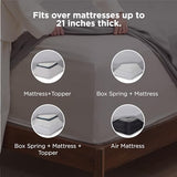 Bedsure Deep Pocket Queen Sheets Set - Fits Mattresses Up to 21 Inches Thick - 4 Piece GentleSoft Bed Sheets, Moisture Wicking, Soft & Cooling Bedsheet & Pillowcases, Easy & Secure Fit, Light Grey Bedsure
