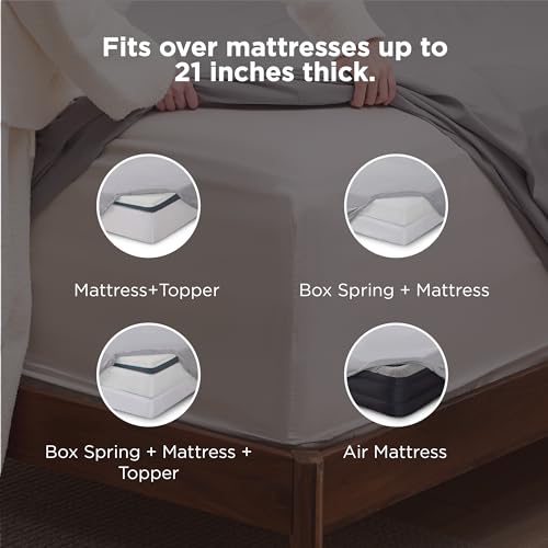 Bedsure Deep Pocket Twin Sheets Set - Fits Mattresses Up to 21 Inches Thick -3 Piece GentleSoft Bed Sheets, Moisture Wicking, Soft & Cooling Bedsheet & Pillowcases, Easy & Secure Fit, Light Grey Bedsure