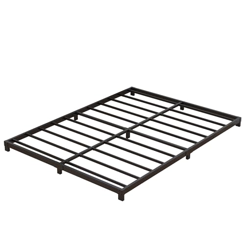 Nailsong 4 Inch Bed Frame Full Low Profile, Full Size Metal Bed Frame No Box Spring Needed, Heavy Duty Metal, Easy Assembly, Black Nailsong