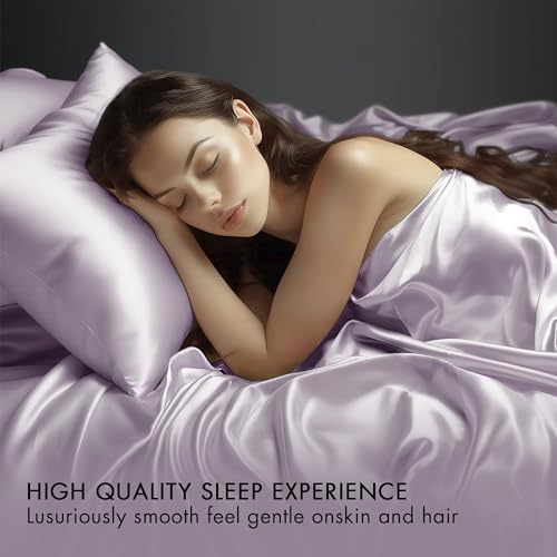Madison Park Satin Sheets Twin Size, Luxurious Silky Bed Sheets, Elastic 14" Pocket fits up to 16" Mattress, Wrinkle-Free, Soft Satin Bed Sheet Set, Lilac 4 Piece Madison Park