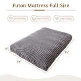 YOSHOOT 6 Inches Futon Mattress Full Size, Thick Futons Sofa Bed Couch, Floor Mattress for Adults, Shredded Foam Filling(Frame Not Included), Medium Firm, Grey YOSHOOT