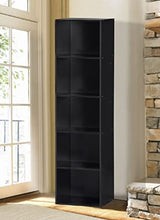 Hodedah 5-Shelf Black Bookcase for Organised Storage and Display Hodedah