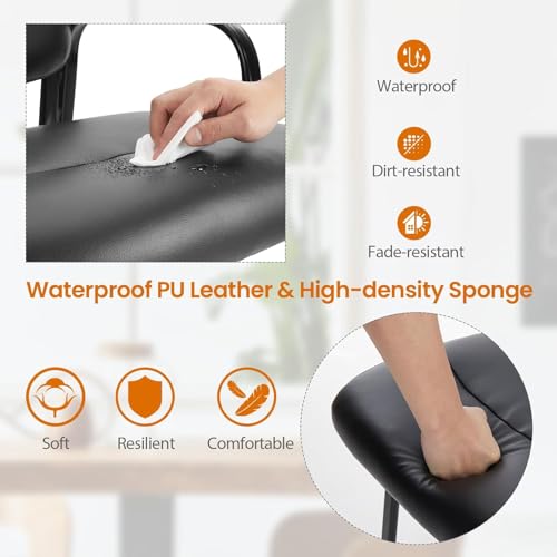 Sweetcrispy Office Reception Guest Chair No Wheels Set of 6, Leather Stationary Waiting Room Chairs with Padded Arms for Elderly Desk Conference Room Lobby Table Side Salon Sweetcrispy