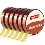 Fyguard 6 Rolls Heat Resistant Tape, 10mm x 49Ft (15m) High Temperature Resistant Transfer Tape for Heat Press Sublimation Welding Electronic Equipment Printing, No Residue Fyguard