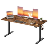 VASAGLE Electric Standing Desk, Height Adjustable Desk, Sedentary Reminder, 4 Memory Heights, for Home Office, 63 x 27.6 Inches, Rustic Brown ULSD316KD02S VASAGLE