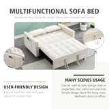 3 in 1 Convertible Sleeper Sofa Bed, 55'' Full Size Corduroy Pull Out Futon Couch Recliner with Reclining Backrest & 2 Pillows, Small Loveseat Lounge Couches for Small Spaces (Beige) MWrouqfur
