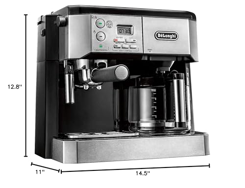 DeLonghi BCO430 Combination Pump Espresso and 10-Cup Drip Coffee Machine with Frothing Wand, Silver and Black