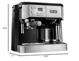 DeLonghi BCO430 Combination Pump Espresso and 10-Cup Drip Coffee Machine with Frothing Wand, Silver and Black De'Longhi