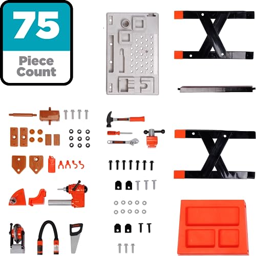 Black+Decker Kids Workbench - Power Tools Workshop - Build Your Own Toy Tool Box – 75 Realistic Toy Tools and Accessories [Amazon Exclusive] BLACK+DECKER