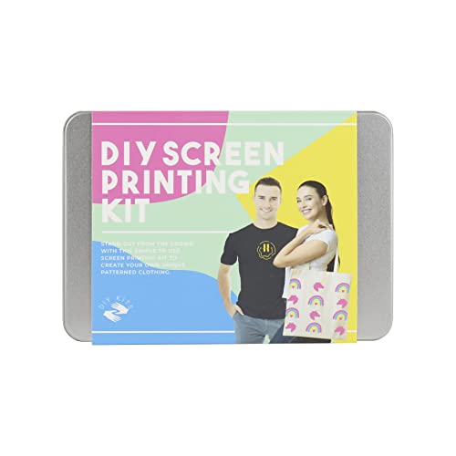 Gift Republic Screen Printing Craft Gift Tin | Complete Kit for DIY Fabric Printing | Includes Frame, Yellow, Pink & Blue Paint | Fun Craft for Teens & Adults | Beginner-Friendly Set Gift Republic