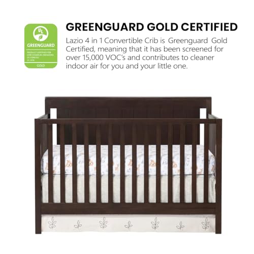Oxford Baby Lazio 4-in-1 Convertible Baby Crib, Espresso Brown, GreenGuard Gold Certified Oxford Baby