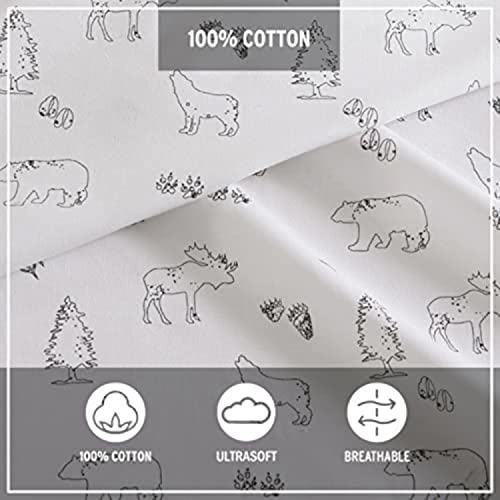 Eddie Bauer Home | Percale Collection Sheet Set-100% Cotton, Crisp & Cool, Lightweight & Moisture-Wicking Bedding, Queen, Animal Tracks Eddie Bauer