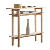 WoodShine Mid Century Modern Solid Wood Console Table, 3-Tier Entryway Table with Shelves Storage, Accent Long Sofa Table, Natural(42inx12inx35in) WoodShine