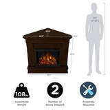 Real Flame Chateau 41" Corner Electric Fireplace with Mantel for Living Room or Bedroom, Replaceable Fireplace Insert Heater, Realistic Log and Flame Effect, Remote Control, Timer. Real Flame