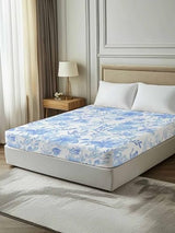 King Size Flat Bed Sheet,Blue Botanical Microfiber Brushed Single Flat Sheet Only,Retro Ink Floral Flower Modern Minimalist Soft & Breathable Top Sheet Lightweight Quilt Hotel Luxury Bedding ZOE GARDEN