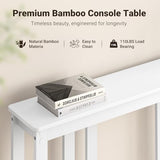 ELYKEN Bamboo Console Tables for Entryway, 36.2" Long 2 Tier Hallway Table Behind Couch, 7” Narrow Sofa Table for Entrance, Entry, Living Room, White ELYKEN