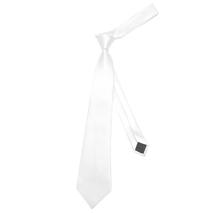 Murong Jun Men's Ties Solid Color Pure Polyester Plain Necktie White Ties For Men