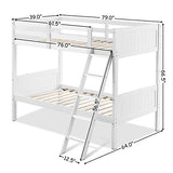 Costzon White Twin Over Twin Convertible Bunk Beds with Ladder and Safety Rail for Kids Costzon