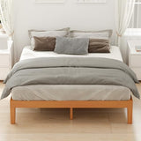 DUMOS Solid Wood Bed Frame, Full Size Bed Base with Wood Slat Support, Sturdy, Stylish & Noise-Free Design, No Box Spring Needed, Easy Assembly, 12 in Natural Pine DUMOS