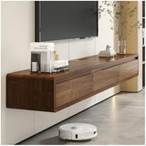 XXHOFTPJZ Floating TV Stand, Solid Wood Media Console Wall Mounted, Floating Entertainment Center with Storage Cabinet, Floating Fireplace TV Stand for Living Room and Bedroom (Walnut, 62.99in) XXHOFTPJZ
